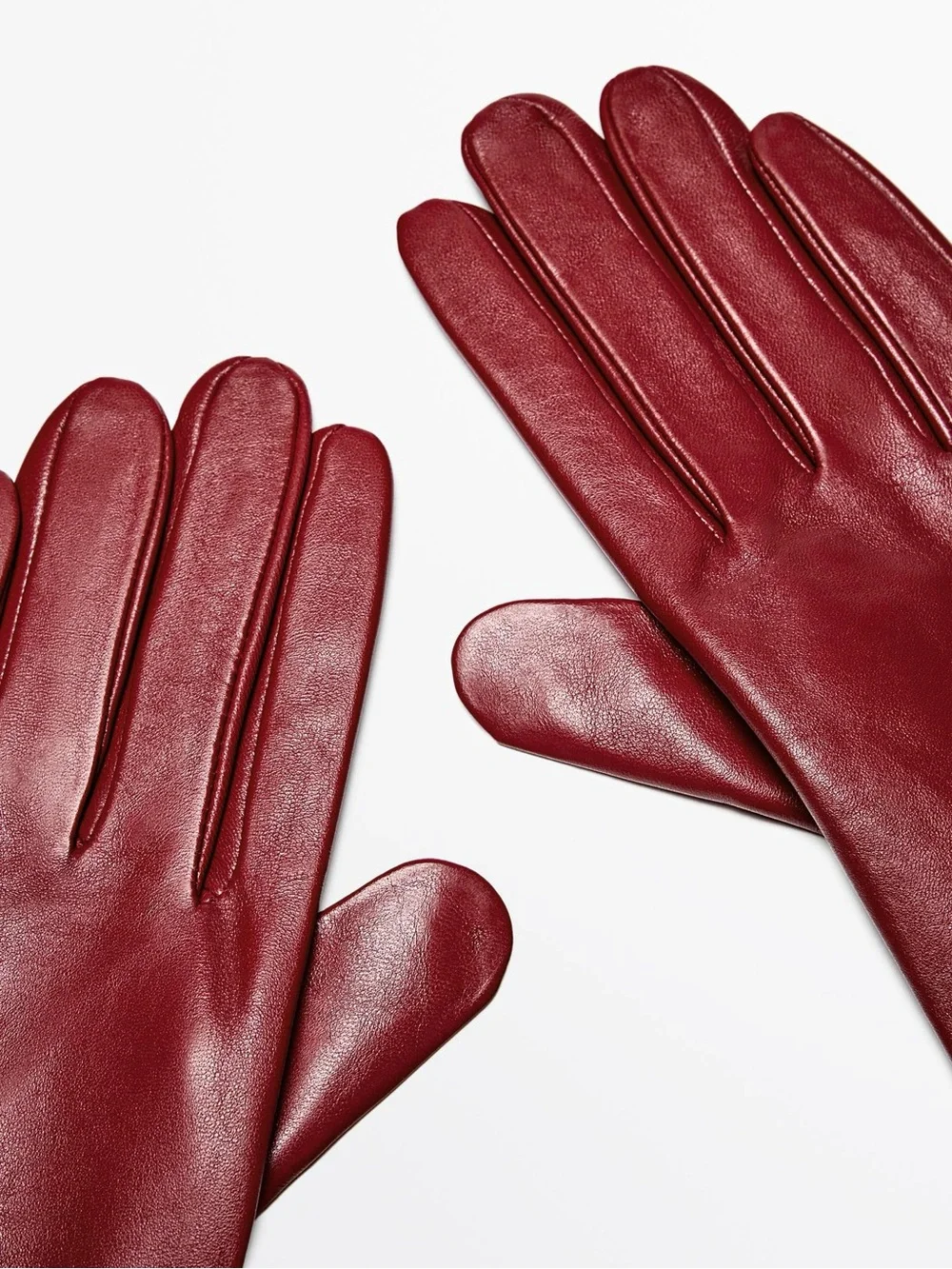 NWT. Massimo Dutti Red Gloves Made from Nappa-Finished Goatskin Leather. Size M.